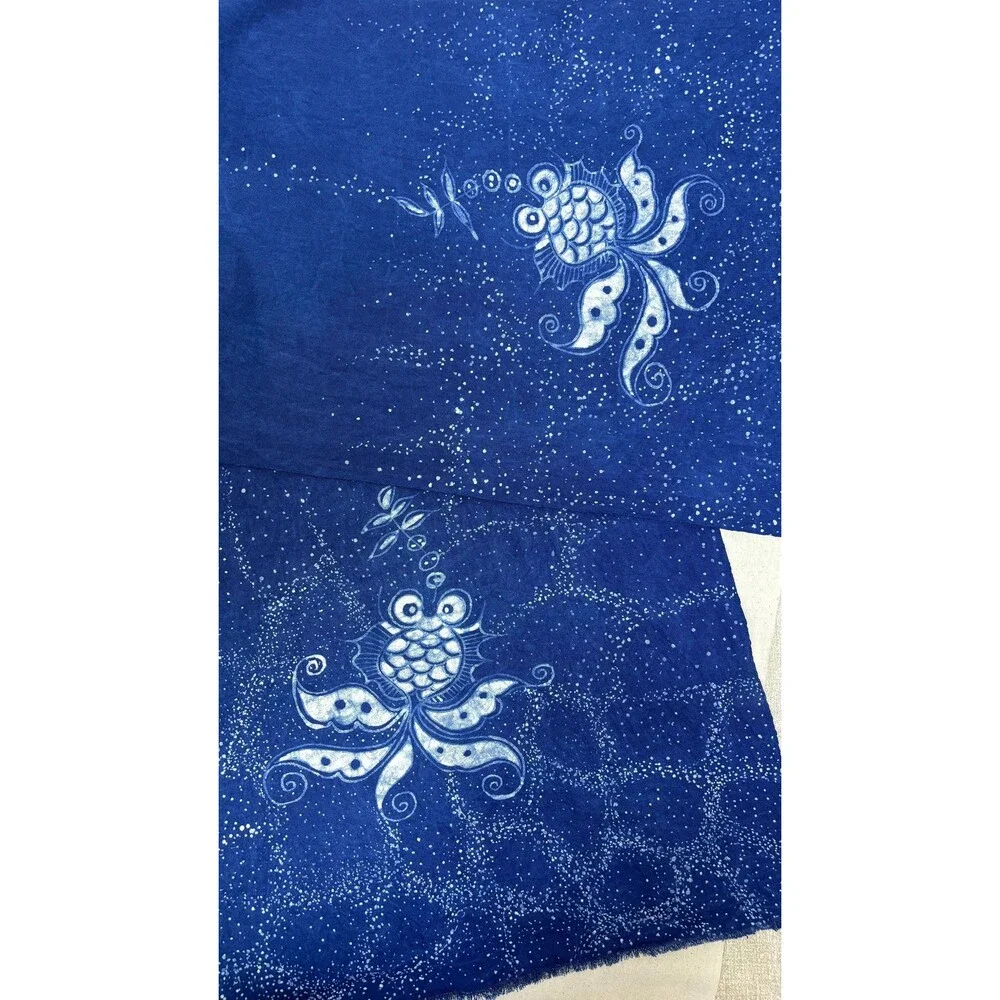 Indigo Batik Goldfish Table Runner | Handmade Cotton Dining Table Decor